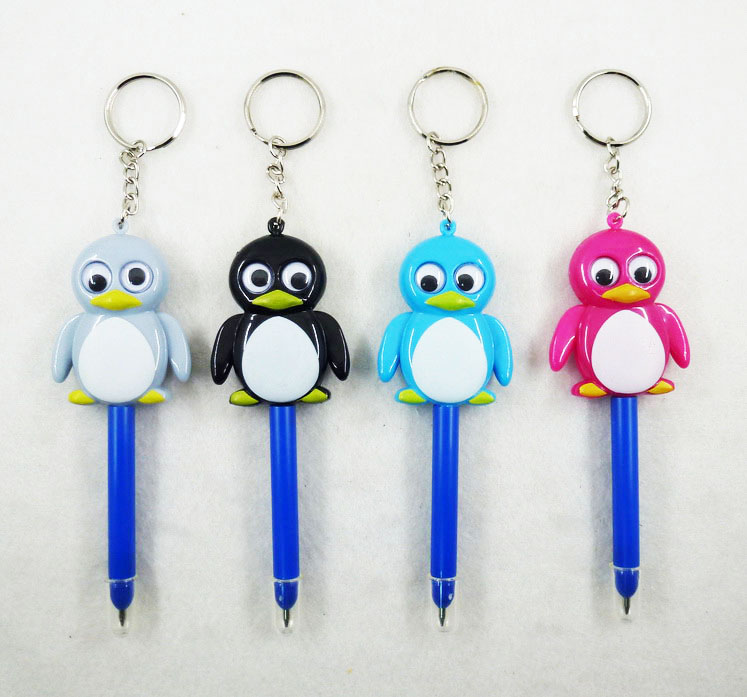 021PK-10 penguin pen with keychain with moving fins